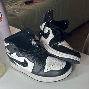 Nike Black and White bedazzled high top Sneakers